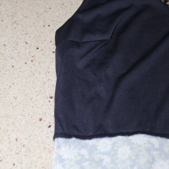 LOFT Floral V-Neck Flounce Flare Dress Forever Navy - Picture 13 of 16